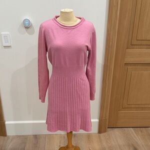 Pink Long-Sleeve Knit Dress